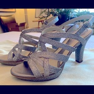 Naturalizer Silver Sparkle Strap High Heels